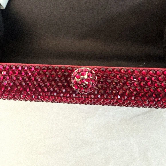 Red Gem Evening Bag 2 Different Length Chains & Extra Gems NWOT Fits Cell Phone - Picture 8 of 16